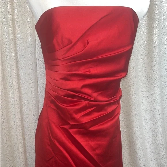 A.B.S. Evening Allen Schwartz Red Satin Gown - Picture 2 of 4